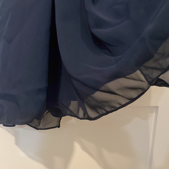 5’2” altered - Asymmetrical Navy formal chiffon dress - Picture 4 of 4